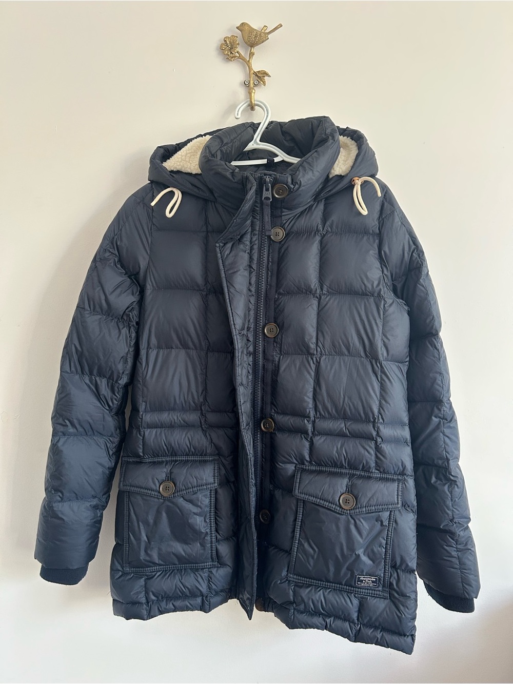 ABERCROMBIE & FITCH Womens Down-Filled Puffer navy Coat size M